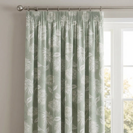Chrysanthemum Floral Ready Made Pencil Pleat Curtains 4