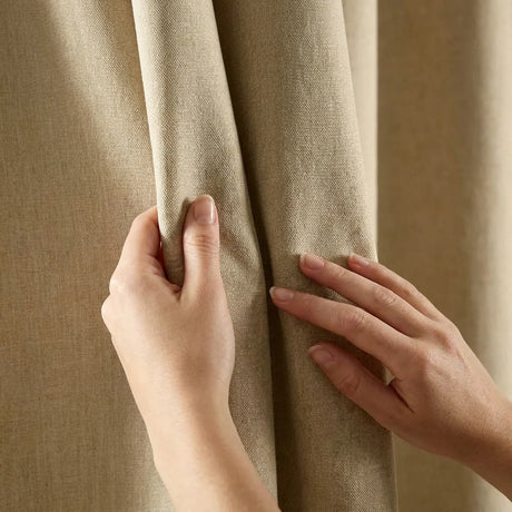 Cannes Lined Blackout Eyelet Curtains - Natural image 3