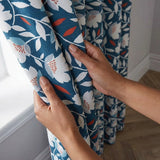 Luna Floral Cotton Ready Made Eyelet Curtains 6