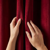 Velvet Blackout Eyelet Curtains - Red image 3