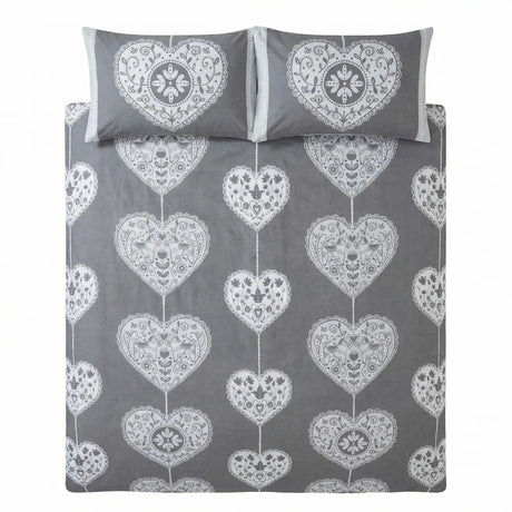 Scandi Heart Flannelette Duvet Cover Set 6