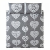 Scandi Heart Flannelette Duvet Cover Set - Grey image 4