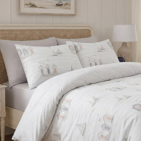 Beach Huts Polycotton Duvet Cover Set - Natural
