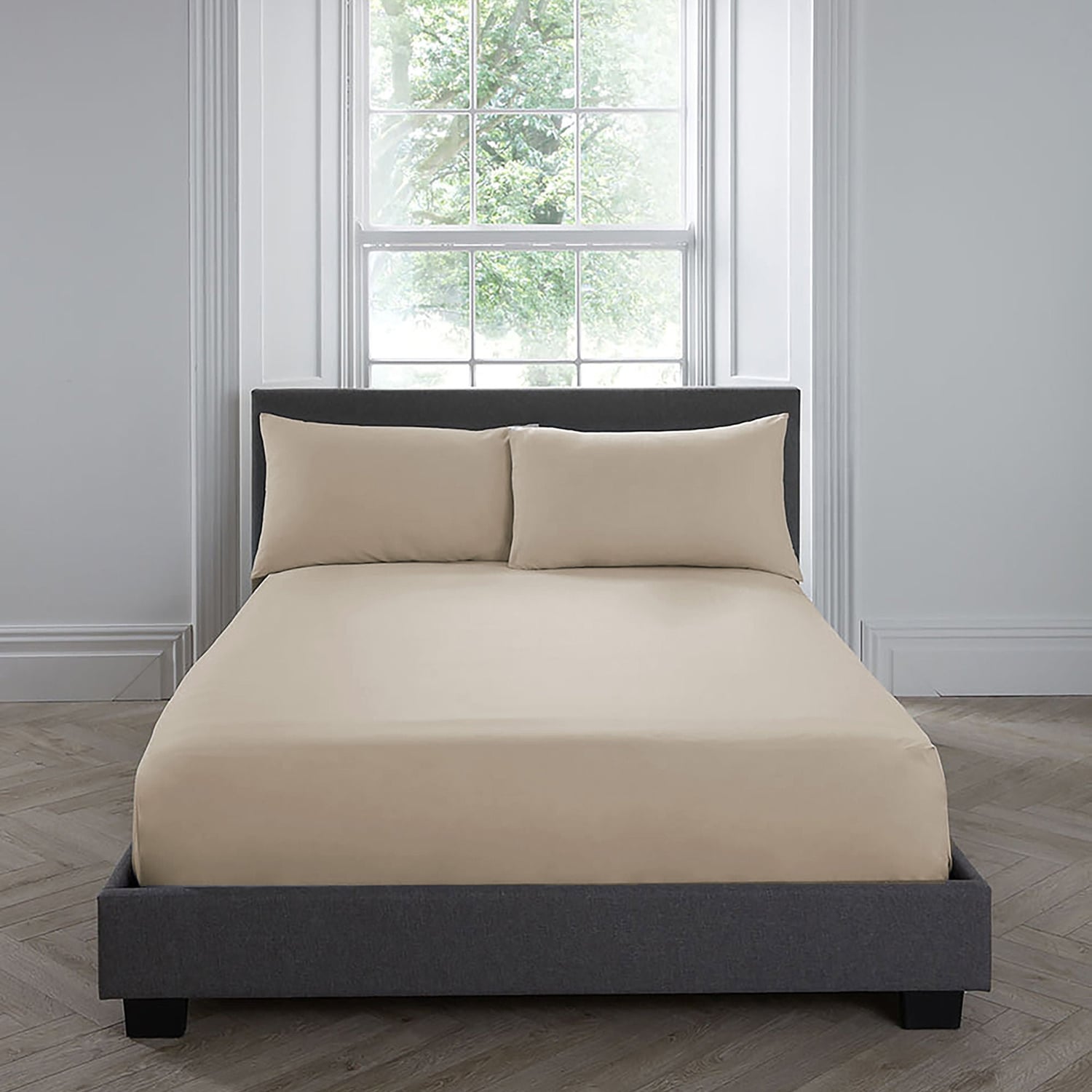 200 Thread Count Cotton 35cm Extra Deep Fitted Sheet - Natural - 200 Thread Count Plain Dye 35Cm Deep Fitted Bed Sheet In Natural 2
