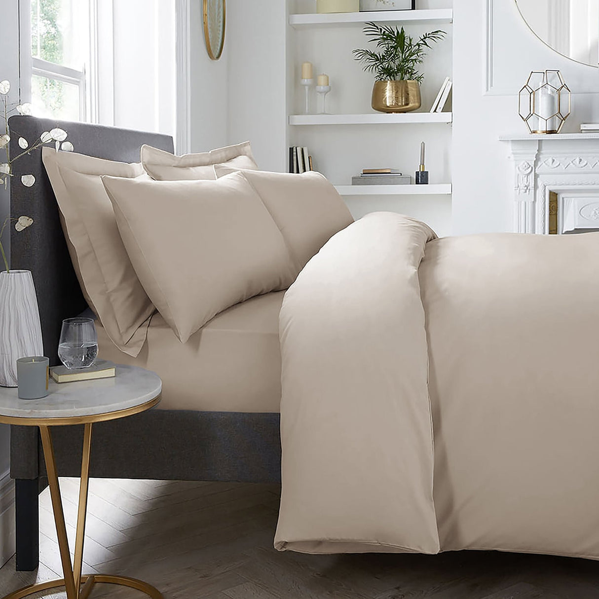 200 Thread Count Cotton 35cm Extra Deep Fitted Sheet - Natural - 200 Thread Count Plain Dye 35Cm Deep Fitted Bed Sheet In Natural 3