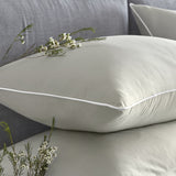 200 Thread Count 100% Cotton Duvet Cover Set - Silver with White Piping - 200 Thread Count Plain Dye Duvet Cover Set In Silver With White Piping 2