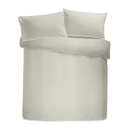 200 Thread Count 100% Cotton Duvet Cover Set - Silver with White Piping - 200 Thread Count Plain Dye Duvet Cover Set In Silver With White Piping 3