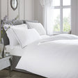 200 Thread Count 100% Cotton Duvet Cover Set - White with Silver Piping