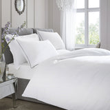 200 Thread Count 100% Cotton Duvet Cover Set - White with Silver Piping