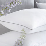 200 Thread Count 100% Cotton Duvet Cover Set - White with Silver Piping - 200 Thread Count Plain Dye Duvet Cover Set In White With Silver Piping 2