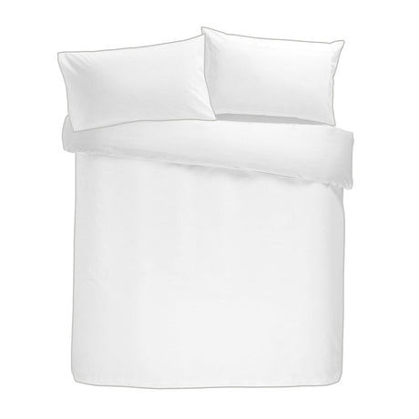 200 Thread Count 100% Cotton Duvet Cover Set - White with Silver Piping - 200 Thread Count Plain Dye Duvet Cover Set In White With Silver Piping 3