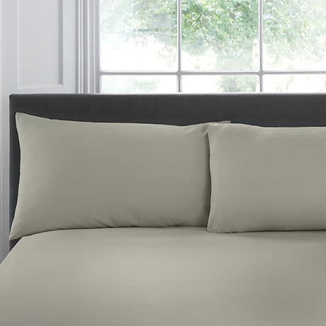 200 Thread Count Cotton Pillowcases Pair - 200 Thread Count Plain Dye Pair Of Housewife Pillowcases In Silver 50 X 75Cm 1