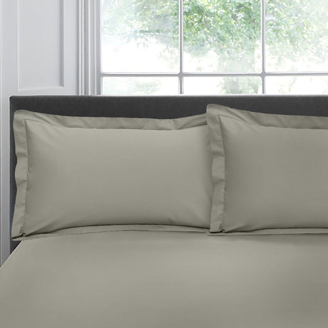 200 Thread Count Cotton Pillowcases Pair - 200 Thread Count Plain Dye Pair Of Oxford Pillowcases In Silver 50 X 75Cm 1