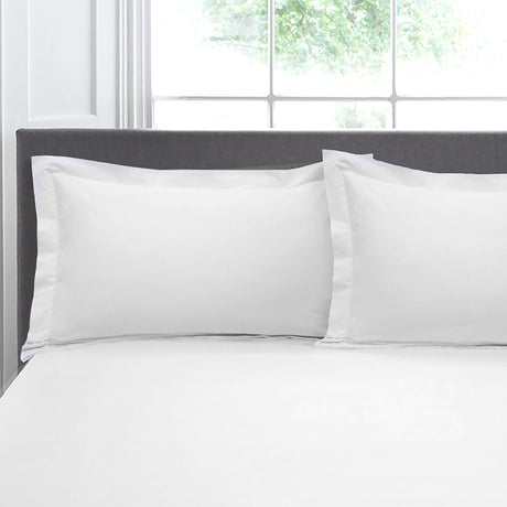 200 Thread Count Cotton Pillowcases Pair - 200 Thread Count Plain Dye Pair Of Oxford Pillowcases In White 50 X 75Cm 1