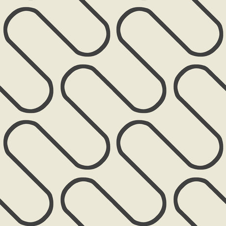 Catherine Lansfield Linear Curve Black Geometric Wallpaper - Linear Curve Geometric Cream