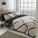 Catherine Lansfield Linear Curve Geometric Duvet Cover Set - Black