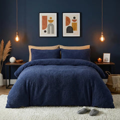 Sherpa Teddy Fleece Duvet Cover Set - Navy