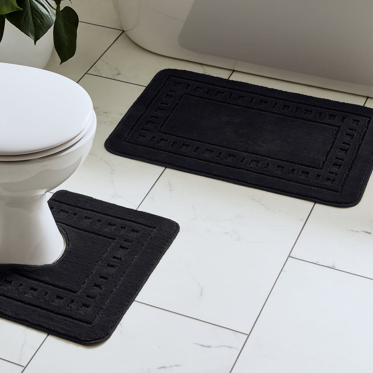 Catherine Lansfield Armoni 2 Piece Bath Mat and Pedestal Bathroom Set