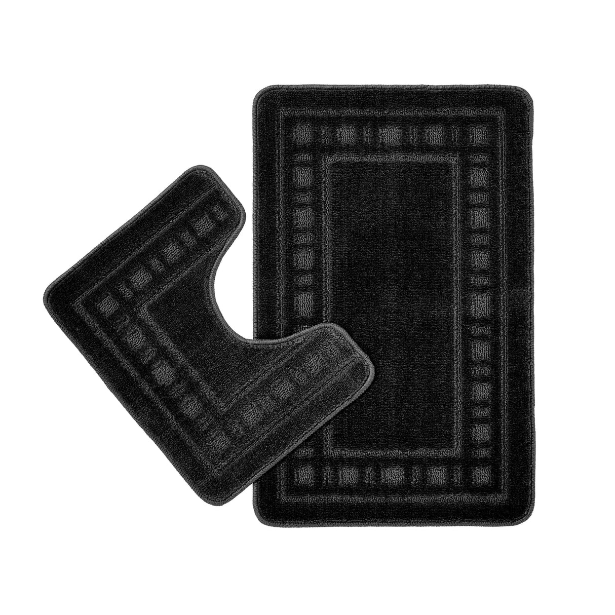 Catherine Lansfield Armoni 2 Piece Bath Mat and Pedestal Bathroom Set - Armoni Black Bath Set