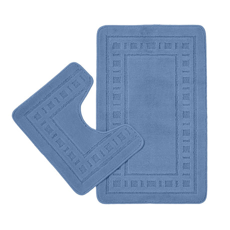Catherine Lansfield Armoni 2 Piece Bath Mat and Pedestal Bathroom Set - Armoni Blue Bath Set