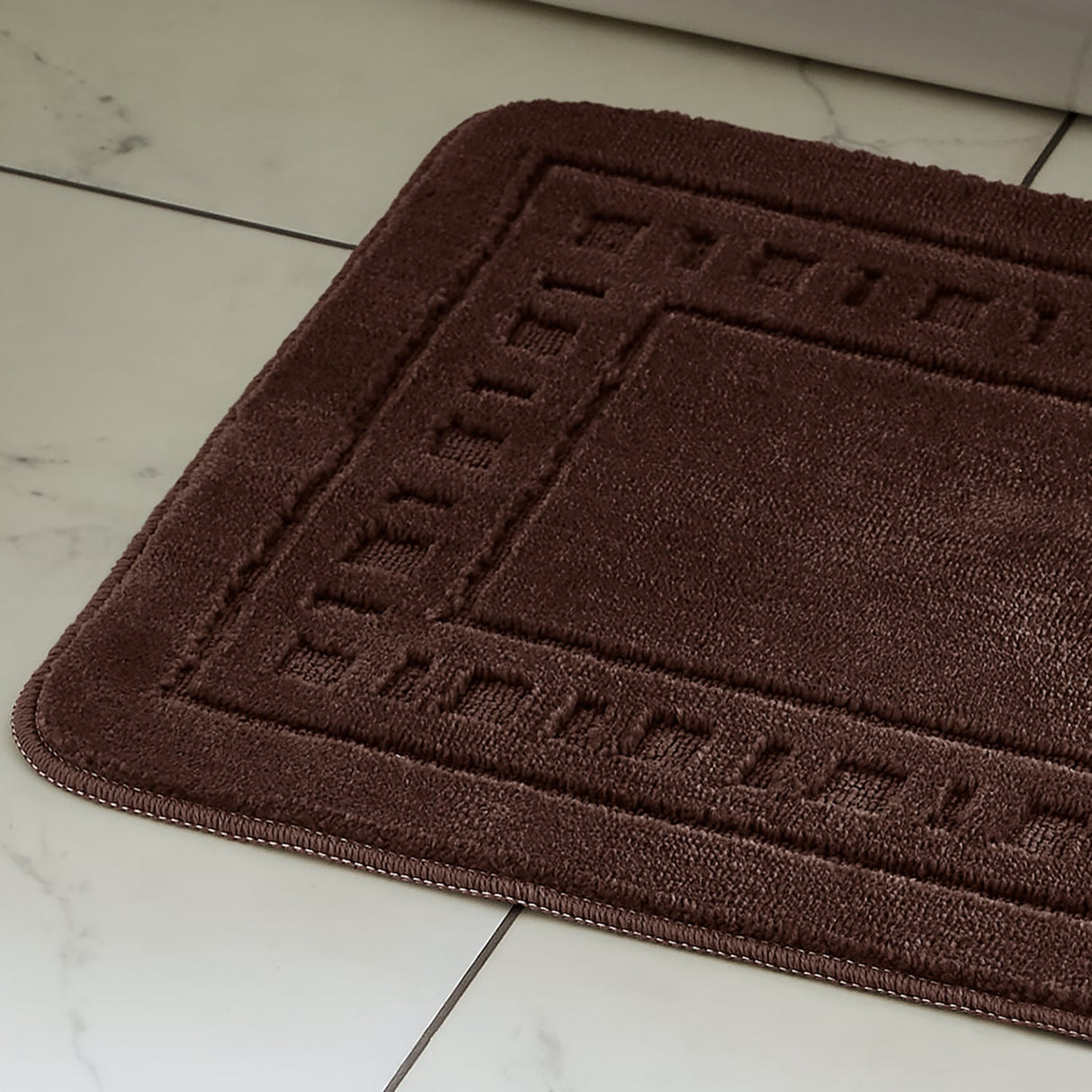 Catherine Lansfield Armoni 2 Piece Bath Mat and Pedestal Bathroom Set - Armoni Chocolate Bath Set