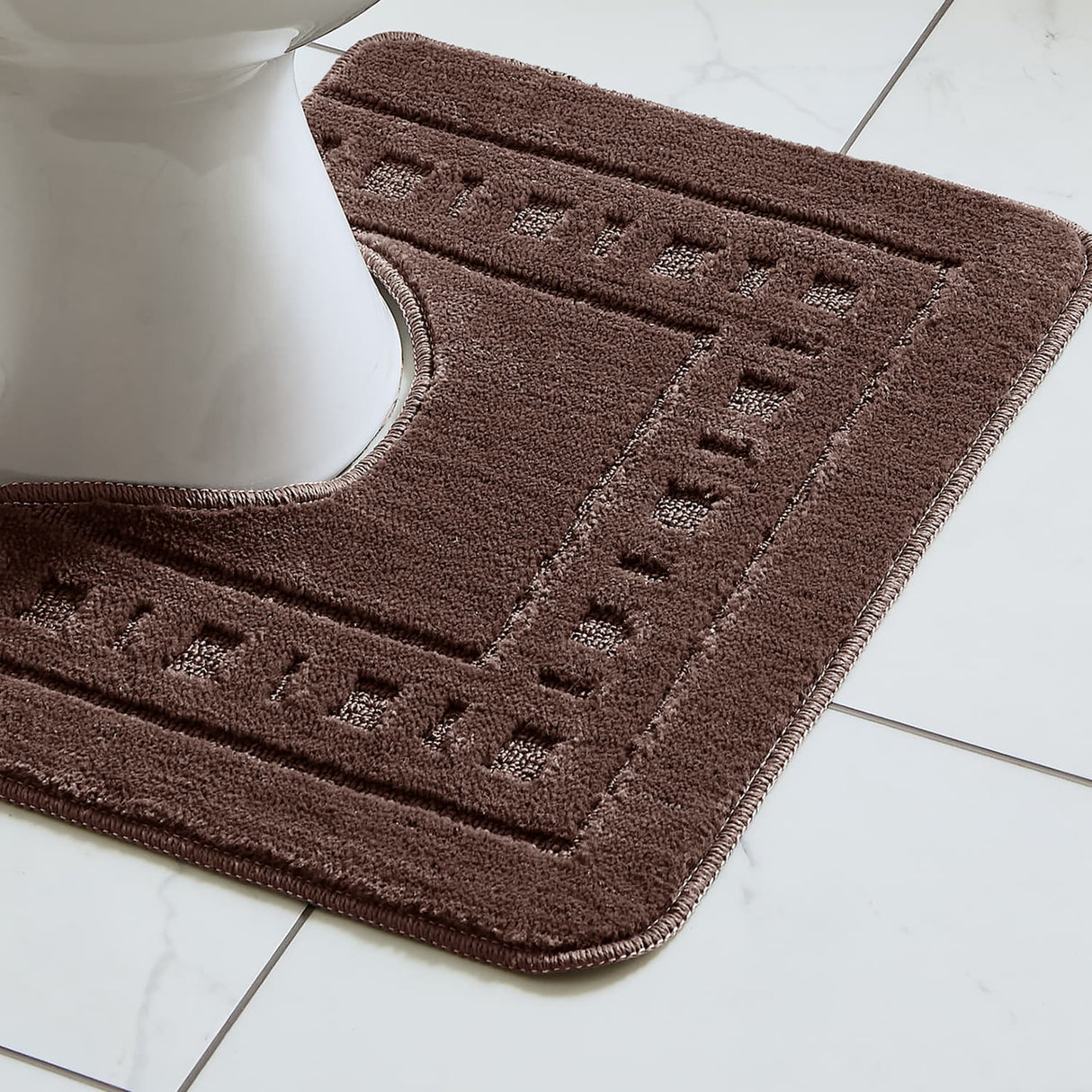Catherine Lansfield Armoni 2 Piece Bath Mat and Pedestal Bathroom Set - Armoni Chocolate Bath Set