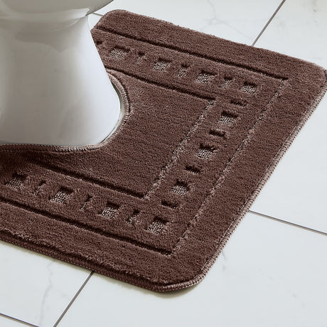 Catherine Lansfield Armoni 2 Piece Bath Mat and Pedestal Bathroom Set - Armoni Chocolate Bath Set