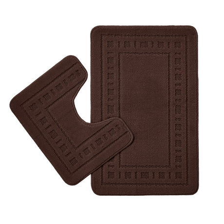 Catherine Lansfield Armoni 2 Piece Bath Mat and Pedestal Bathroom Set - Armoni Chocolate Bath Set