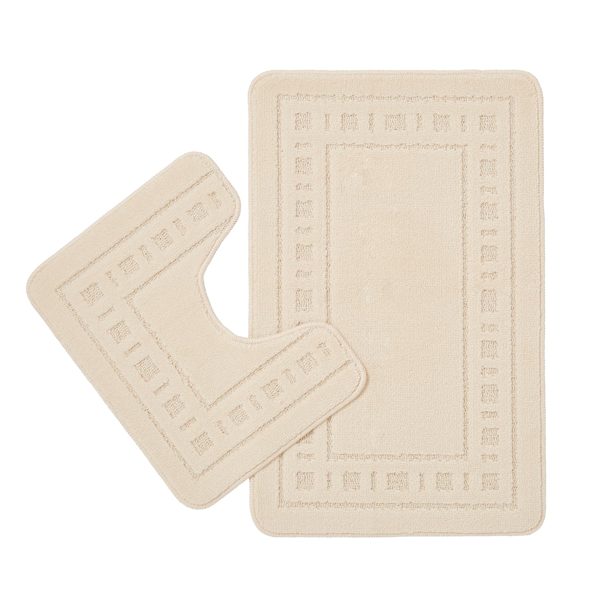 Catherine Lansfield Armoni 2 Piece Bath Mat and Pedestal Bathroom Set - Armoni Cream Bath Set