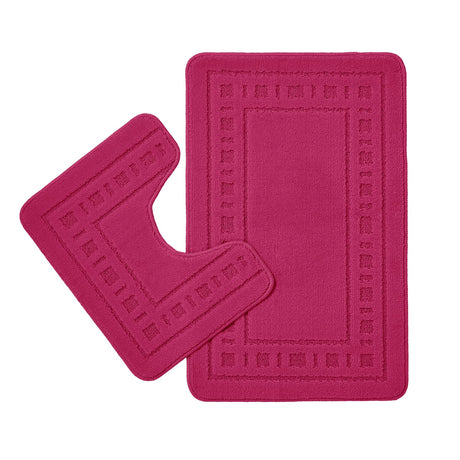 Catherine Lansfield Armoni 2 Piece Bath Mat and Pedestal Bathroom Set - Armoni Hot Pink Bath Set