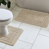 Catherine Lansfield Armoni 2 Piece Bath Mat and Pedestal Bathroom Set - Armoni Natural Bath Set