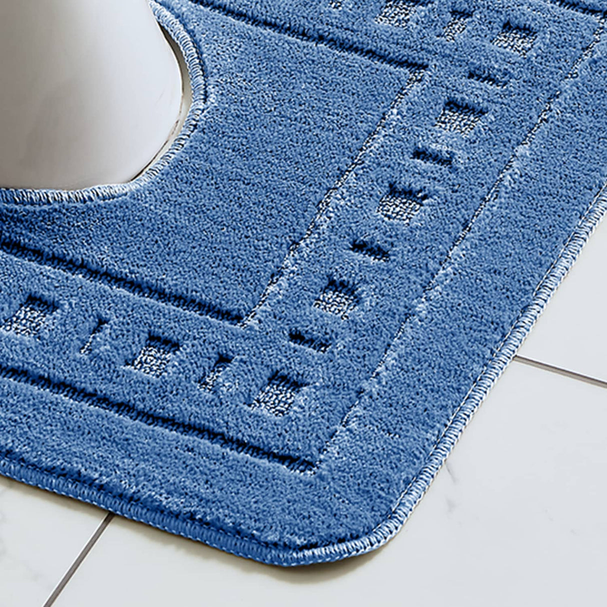 Catherine Lansfield Armoni 2 Piece Bath Mat and Pedestal Bathroom Set - Armoni Navy Bath Set