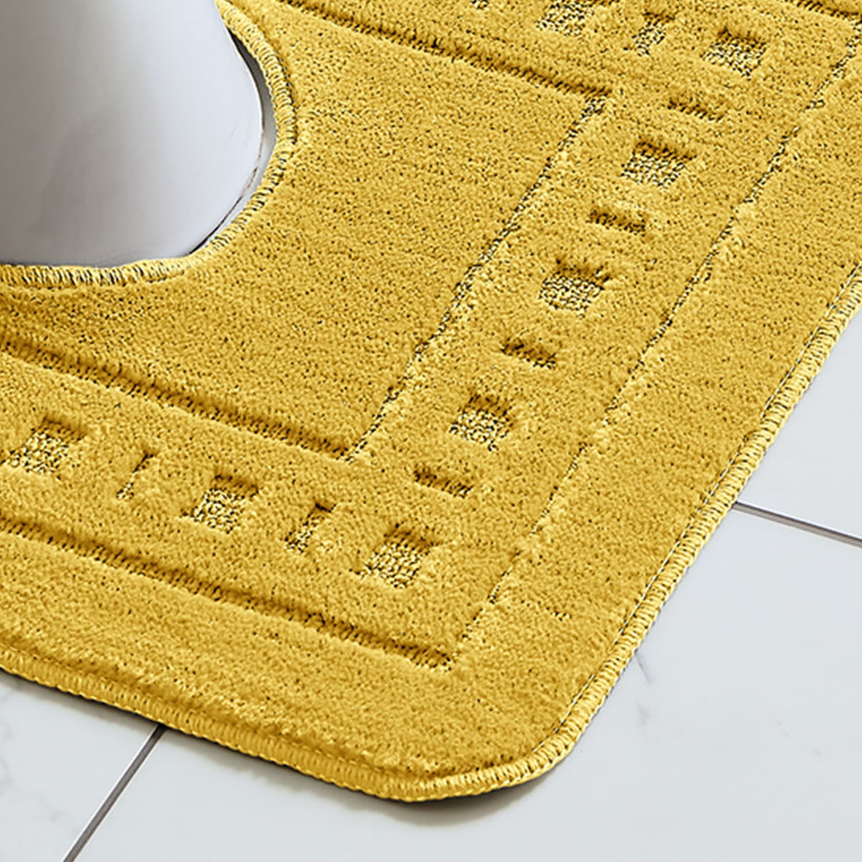 Catherine Lansfield Armoni 2 Piece Bath Mat and Pedestal Bathroom Set - Armoni Ochre Bath Set