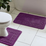 Catherine Lansfield Armoni 2 Piece Bath Mat and Pedestal Bathroom Set - Armoni Plum Bath Set