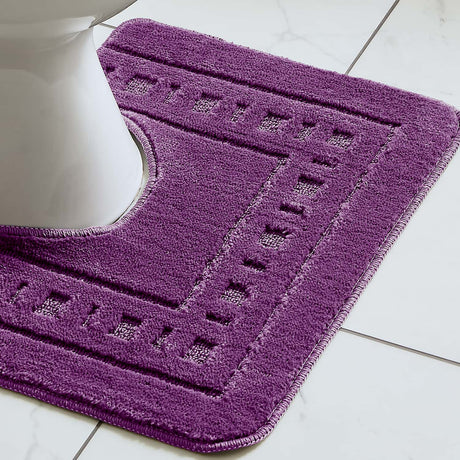 Catherine Lansfield Armoni 2 Piece Bath Mat and Pedestal Bathroom Set - Armoni Plum Bath Set