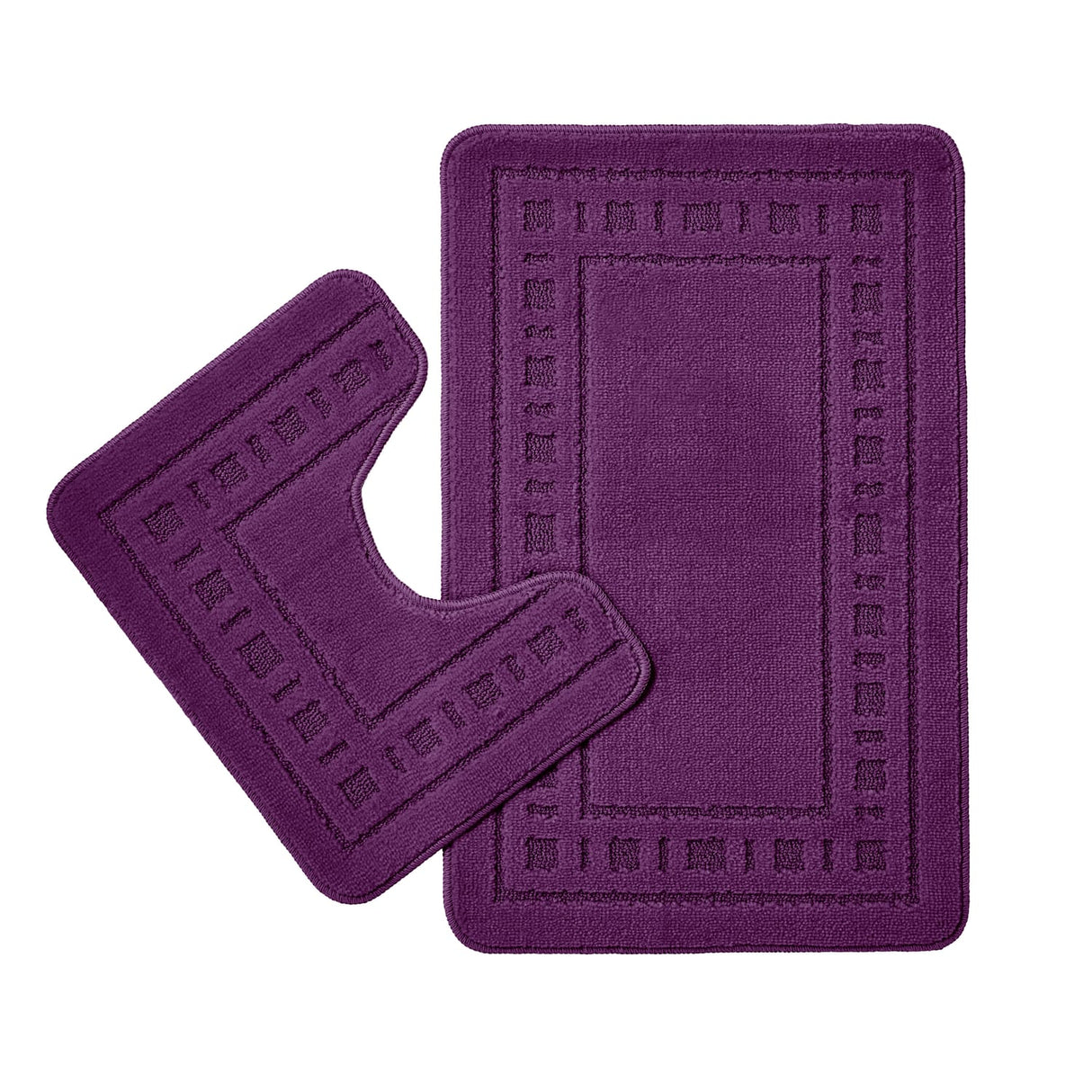 Catherine Lansfield Armoni 2 Piece Bath Mat and Pedestal Bathroom Set - Armoni Plum Bath Set