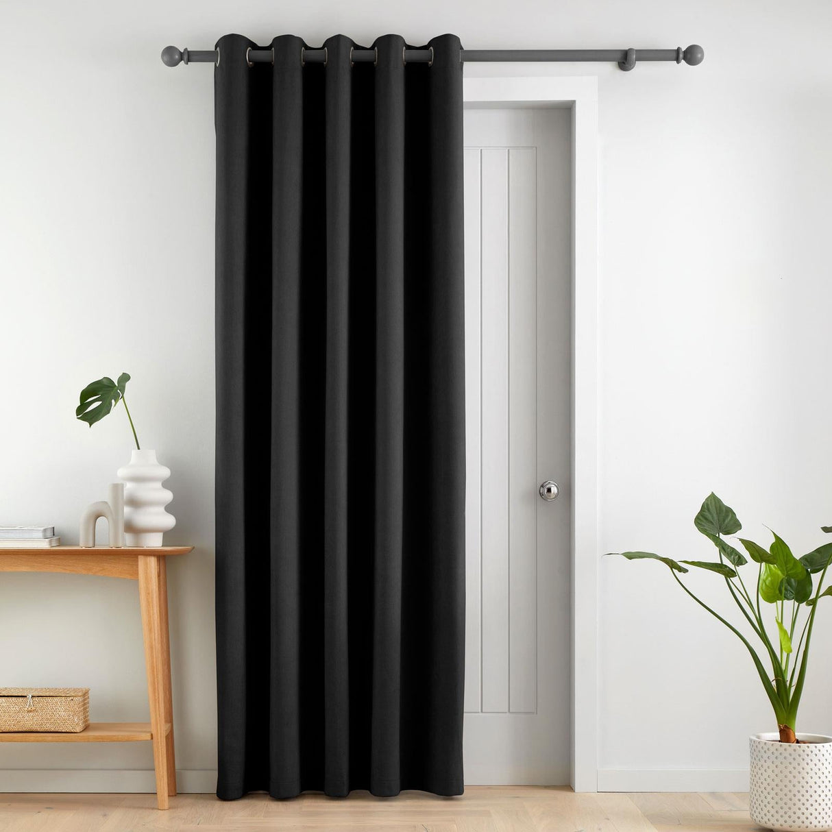 Catherine Lansfield Wilson Blackout Thermal Door Curtain Panel - Black