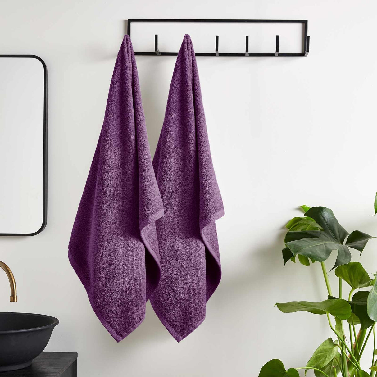 Catherine Lansfield Quick Dry 400gsm 2 Piece Bath Sheet Towel Bale - Plum