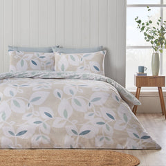 Catherine Lansfield Inga Leaf Natural Duvet Cover Bedding Set