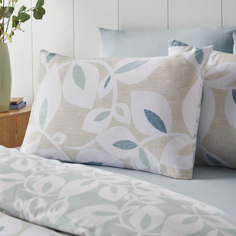 Catherine Lansfield Inga Leaf Duvet Cover Set - Inga Leaf Natural Duvet Set