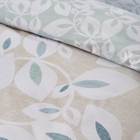Catherine Lansfield Inga Leaf Duvet Cover Set - Inga Leaf Natural Duvet Set