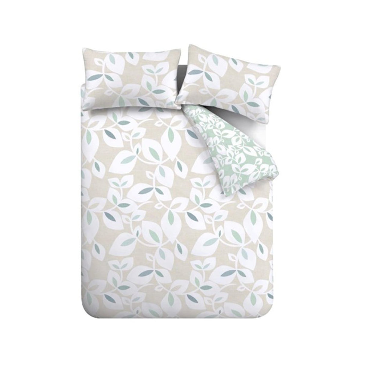 Catherine Lansfield Inga Leaf Duvet Cover Set - Inga Leaf Natural Duvet Set