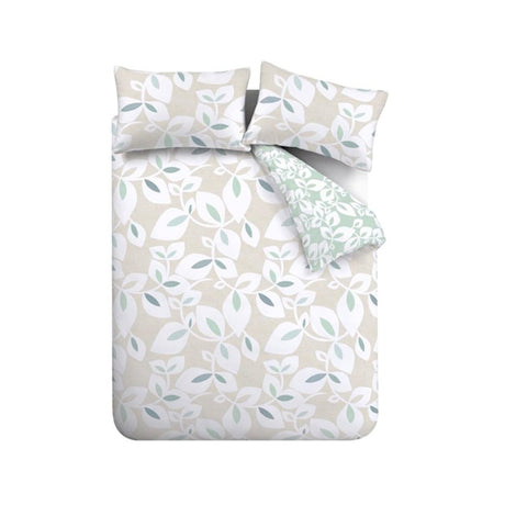 Catherine Lansfield Inga Leaf Duvet Cover Set - Inga Leaf Natural Duvet Set