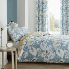 Catherine Lansfield Inga Leaf Teal Duvet Cover Bedding Set