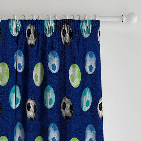 Catherine Lansfield Football Kids Tape Top Curtains Polycotton