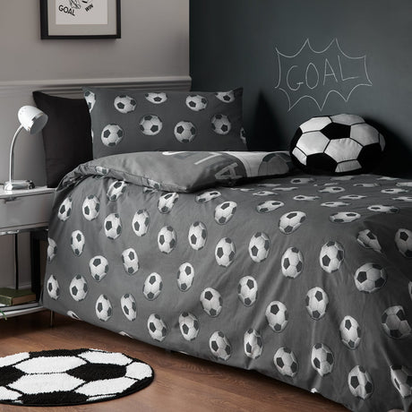 Catherine Lansfield Football Duvet Cover Set - Football Grey Duvet Set