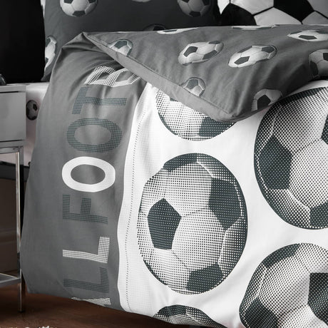 Catherine Lansfield Football Duvet Cover Set - Football Grey Duvet Set