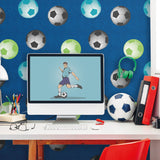 Catherine Lansfield Football Blue Wallpaper - Football Wallpaper