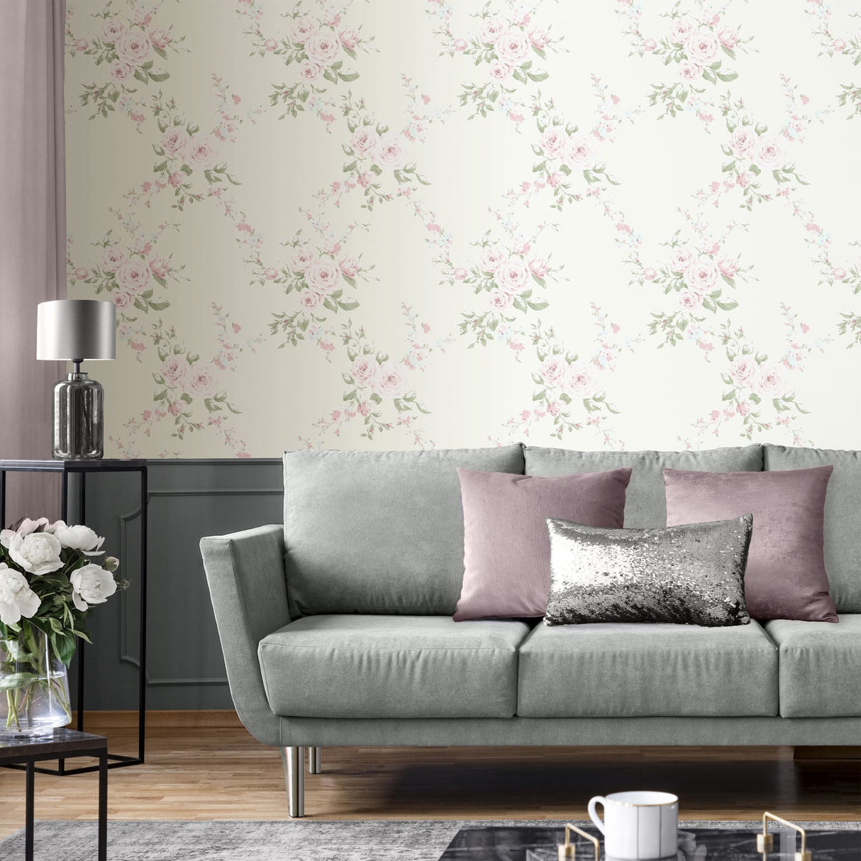 Catherine Lansfield Canterbury Floral Wallpaper Cream