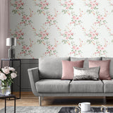 Catherine Lansfield Canterbury Floral Wallpaper Cream - Canterbury Grey Red Wallpaper